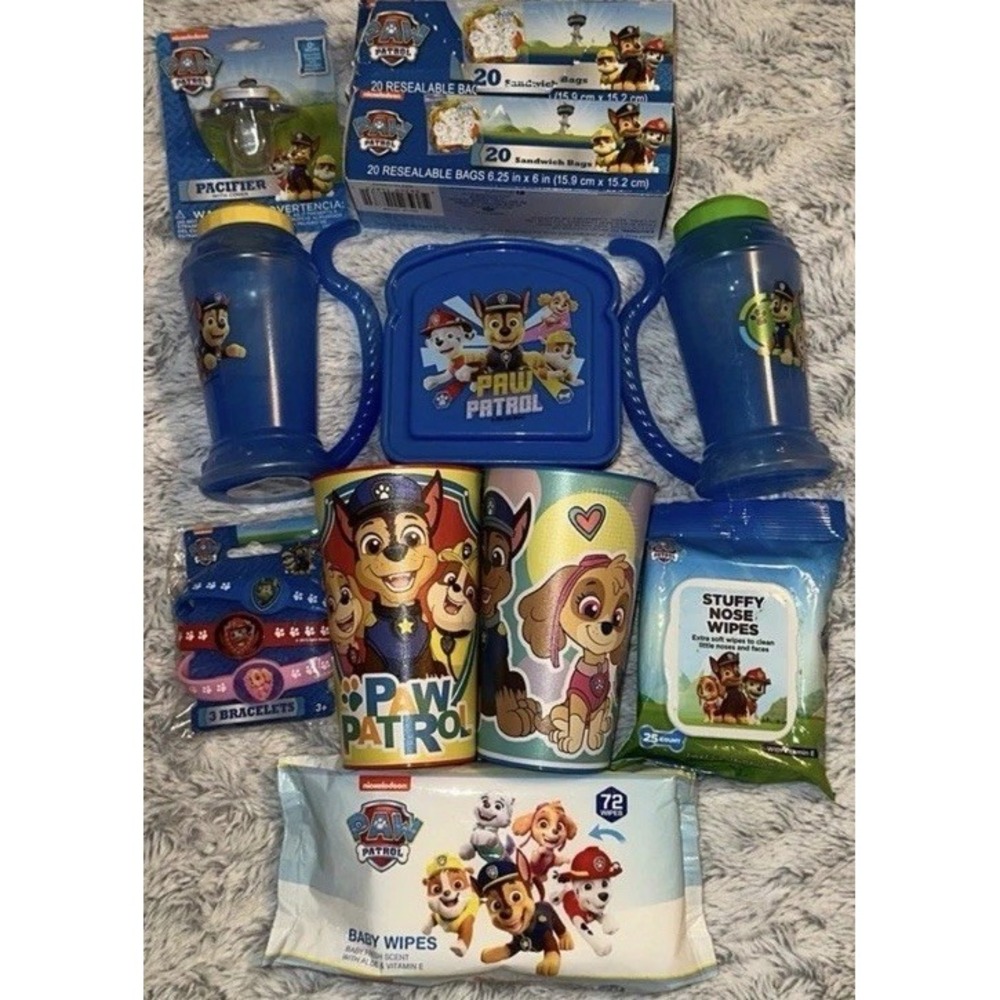 Paw Patrol Kids 8 oz Water Bottle Sandwich Container Lunch Lot BPA Free NEW